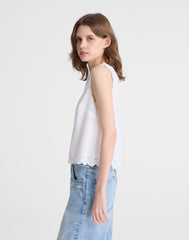 Embroidered Shell Top in Poplin