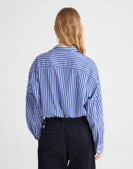 Drawstring Button-Up Shirt in Poplin