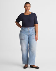 The Plus Darted Utility Barrel-Leg Jean in Faded Horizon