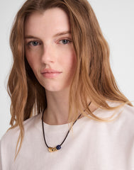Semiprecious Charm Leather Choker Necklace