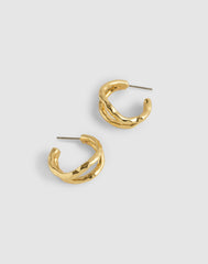 Hammered Sculptural Double-Hoop Earrings