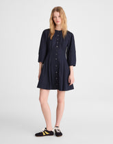 Sculptural-Sleeve Pleated Mini Dress