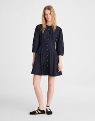 Sculptural-Sleeve Pleated Mini Dress