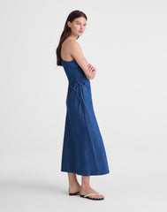 Denim One-Shoulder Maxi Dress
