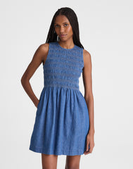 The Denim Melody Smocked Mini Dress