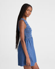 The Denim Melody Smocked Mini Dress