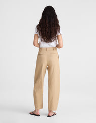 The Short Barrel-Leg Pant in Drapey Twill