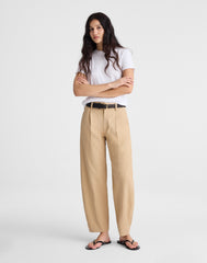 The Short Barrel-Leg Pant in Drapey Twill