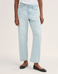 The Short Curvy Darted Barrel-Leg Jean in Airy Denim