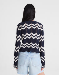 Wavy-Knit Cardigan