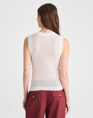 Pointelle-Knit Sleeveless Top