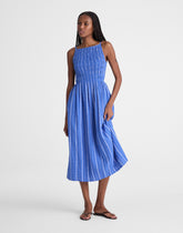 Smocked High-Neck Midi Dress
