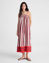 Ruffle A-Line Midi Dress in Stripe