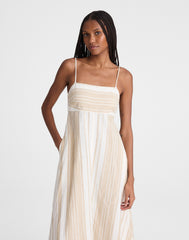 Empire-Waist Midi Dress in 100% Linen
