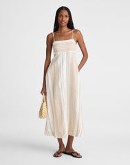 Empire-Waist Midi Dress in 100% Linen