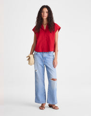 Notch-Collar Popover Shirt