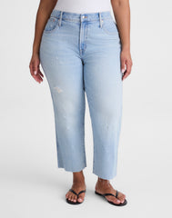 The Plus Longline Straight Crop Jean in Foster Wash