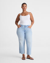The Plus Longline Straight Crop Jean in Foster Wash