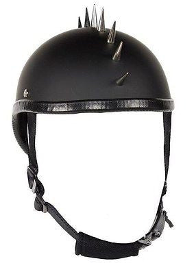 Motorcycle Flat Blk Gladiator Novelty Helmet with Punky Spikes