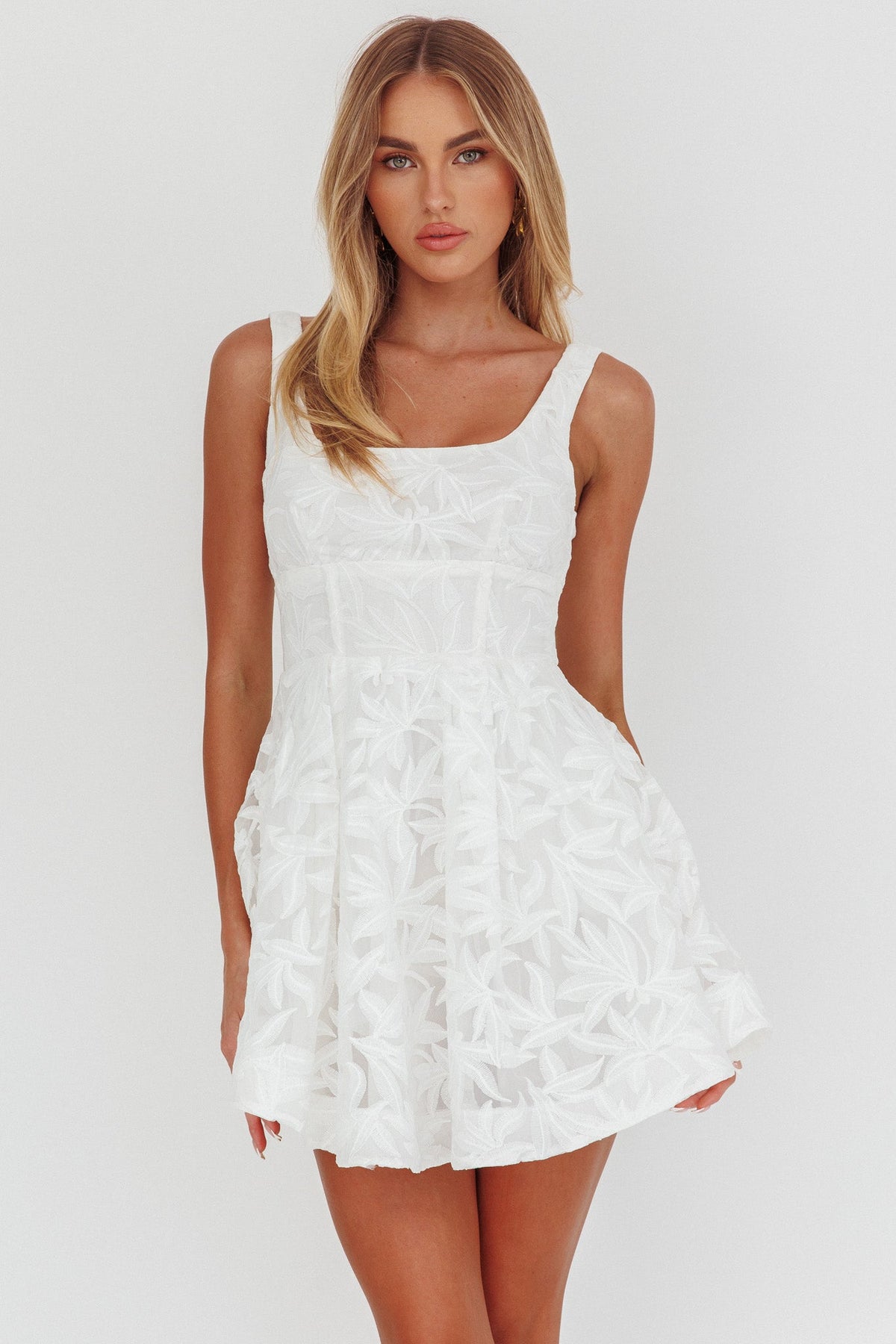 Miley Embroidered A-Line Mini Dress White