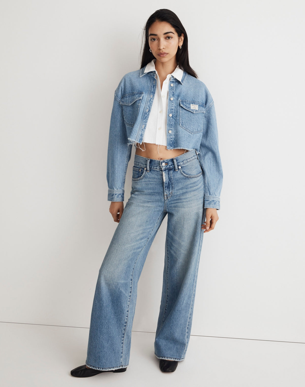Madewell x Molly Dickson Denim Oversized Crop Shirt