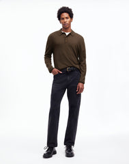 Three-Button Sweater Polo Shirt in Merino Wool