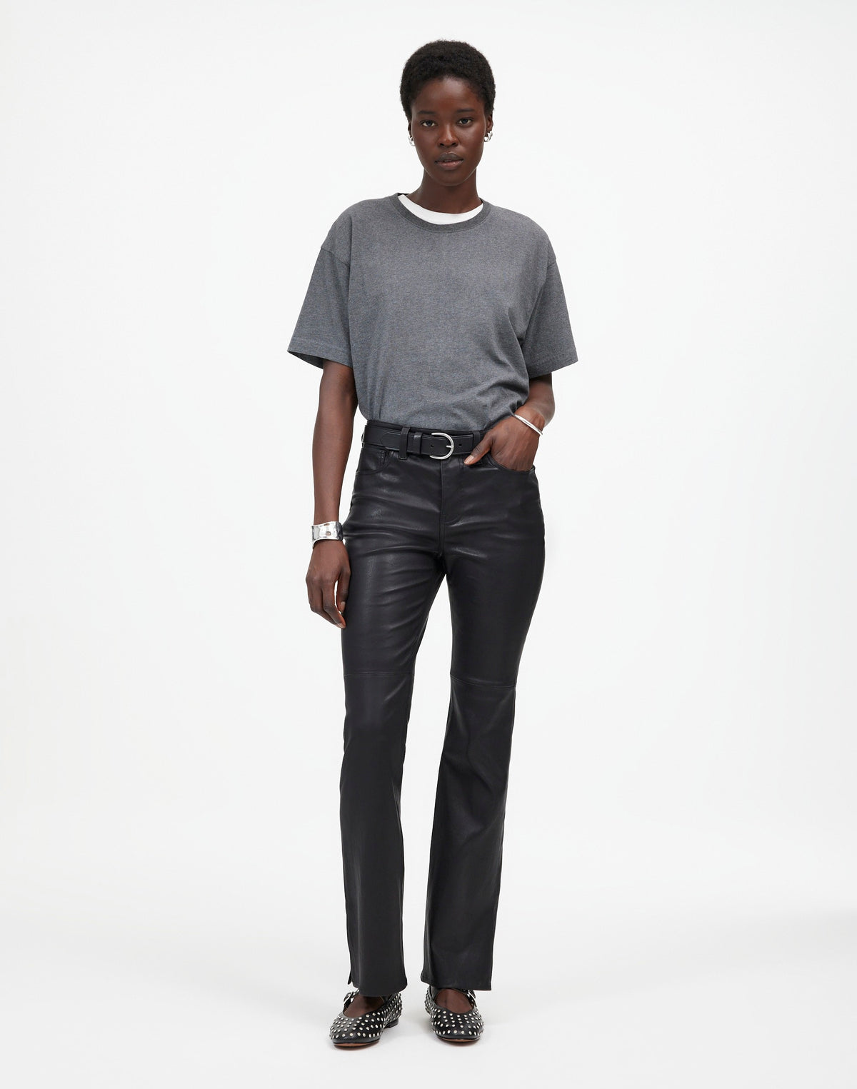 Kick Out Full-Length Pants in Leather