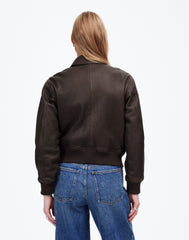 Relaxed Leather Bomber Jacket