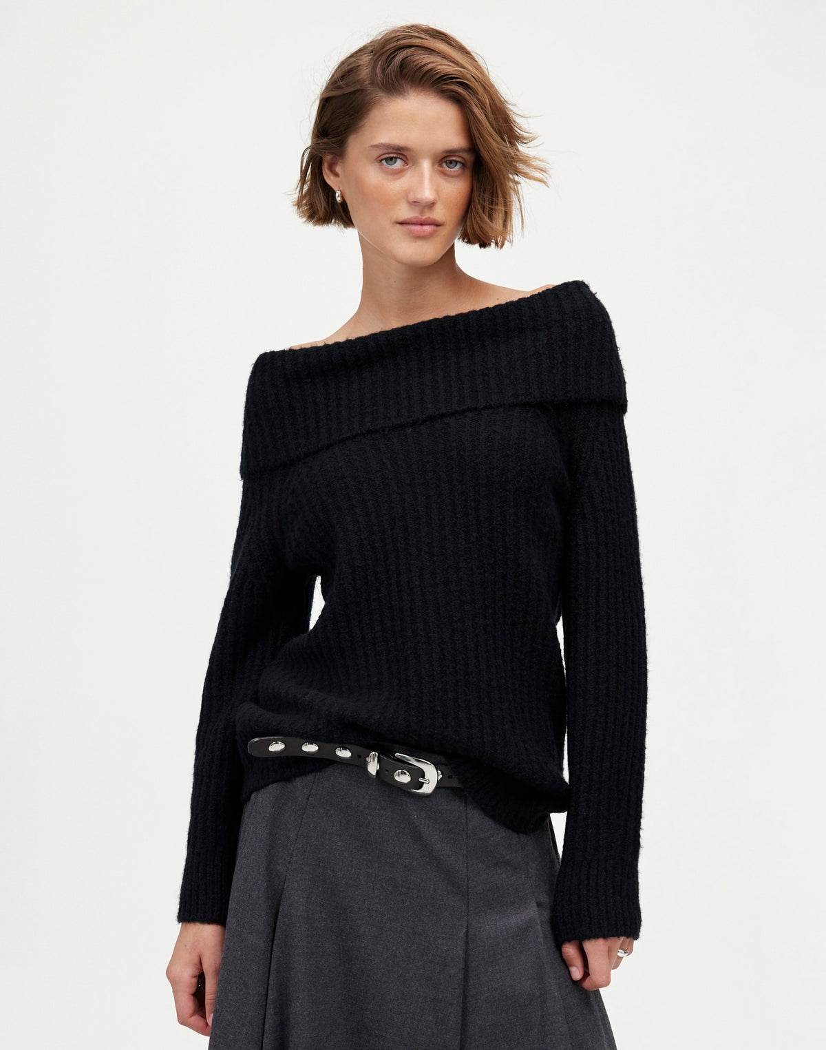 Cotton-Blend Off-Shoulder Sweater