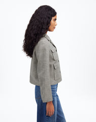 Flap-Pocket Field Jacket in Herringbone