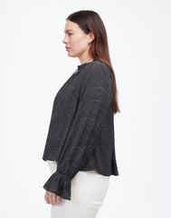 Long-Sleeve Tie-Neck Top
