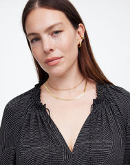 Long-Sleeve Tie-Neck Top