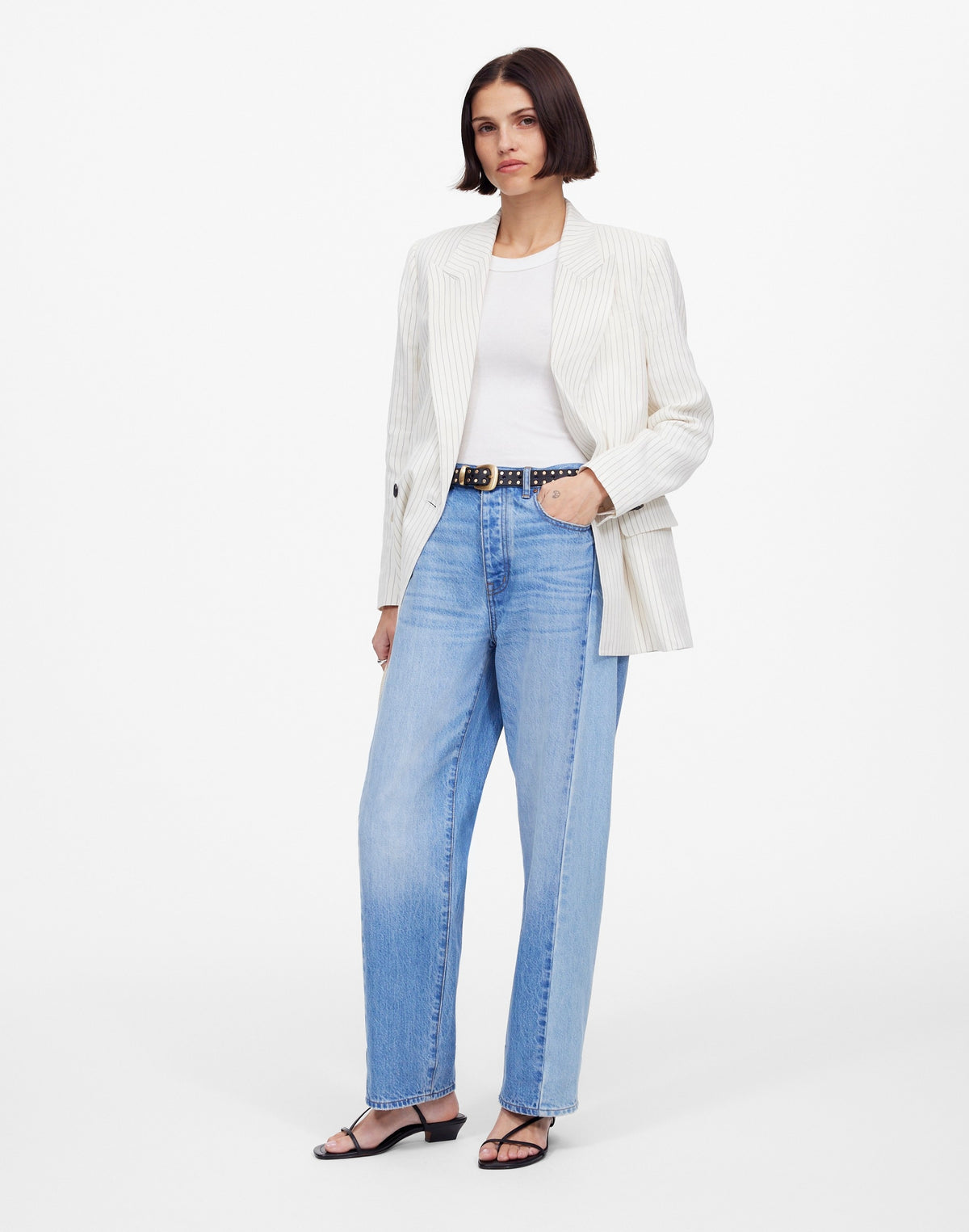 Pieced Barrel-Leg Jeans