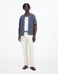 Marled Cotton Button-Up Sweater Polo
