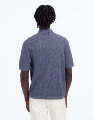 Marled Cotton Button-Up Sweater Polo