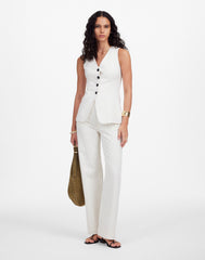 Cutaway Vest in Pinstripe Linen Blend