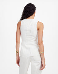 Cutaway Vest in Pinstripe Linen Blend