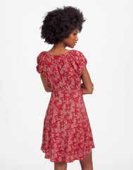 Ruched Scoopneck Mini Dress in Floral