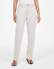 The Petite Dean Easy Straight Pant in Cotton-Linen Blend