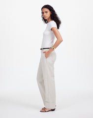 The Petite Dean Easy Straight Pant in Cotton-Linen Blend