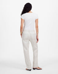 The Petite Dean Easy Straight Pant in Cotton-Linen Blend