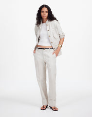 The Petite Dean Easy Straight Pant in Cotton-Linen Blend