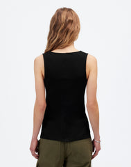 Sleeveless Boatneck Side Slit Tee