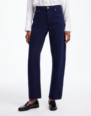 The Darted Barrel-Leg Jean in Garment-Dyed Denim