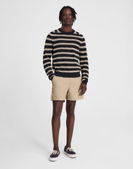 Mesh-Knit Crewneck Sweater in Lightweight Cotton-Linen Blend
