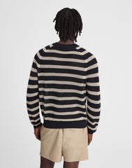 Mesh-Knit Crewneck Sweater in Lightweight Cotton-Linen Blend