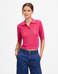Short-Sleeve Polo Sweater Tee
