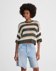 Relaxed Open-Stitch Sweater Tee