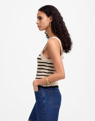 Crochet-Stitch Cotton Sweater Tank