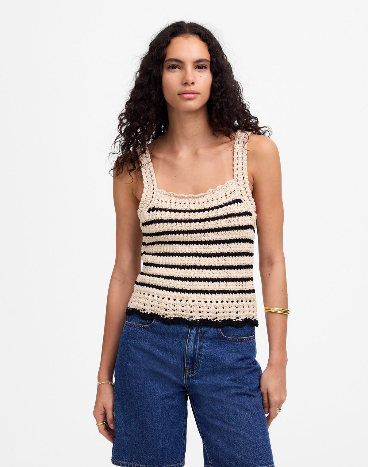 Crochet-Stitch Cotton Sweater Tank